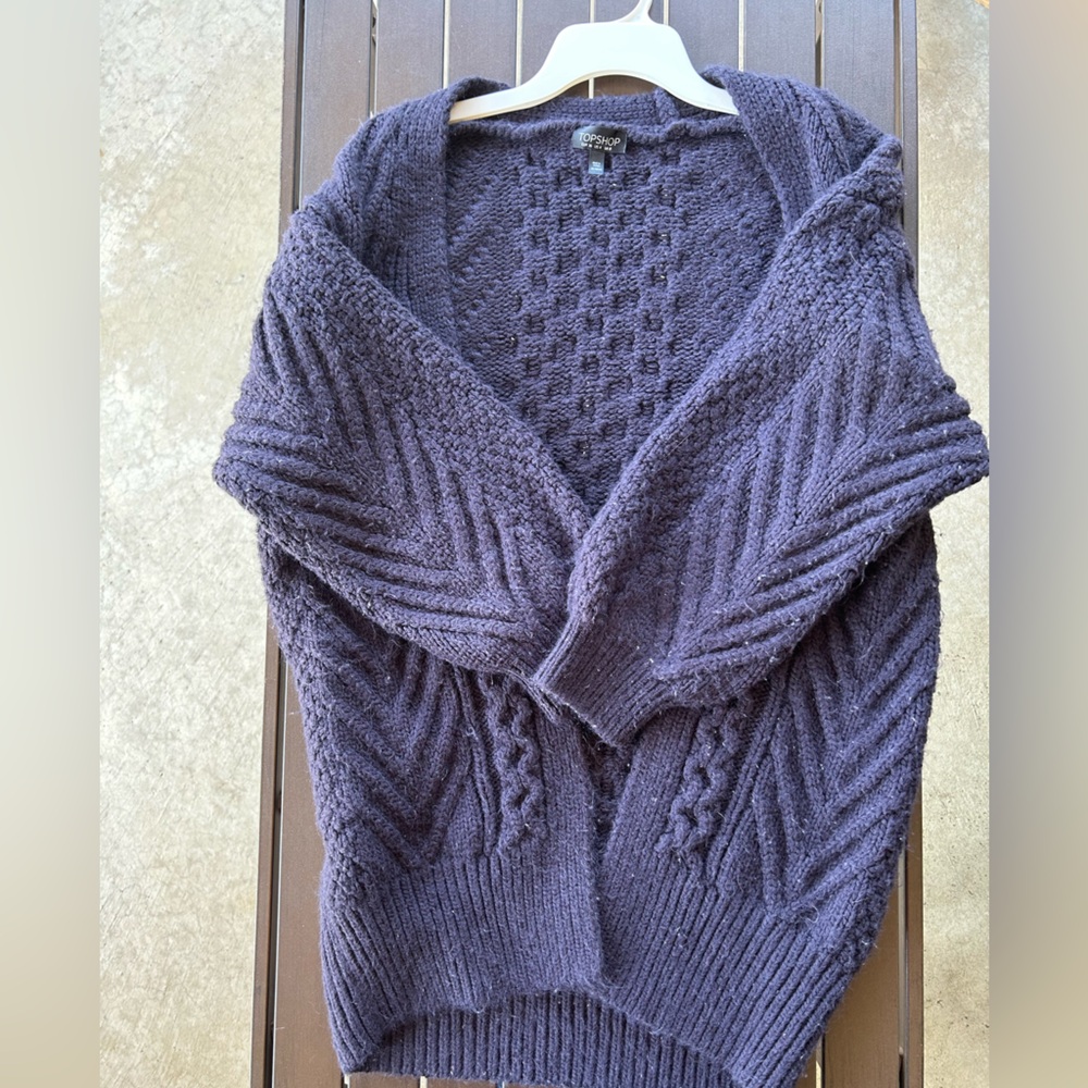 Topshop Oversized Navy Knit Cardigan